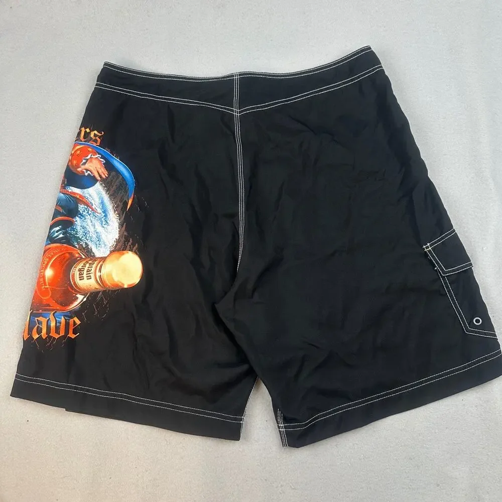 Captain Morgan Board Shorts Mens 38 Black Brave Wave Pirate Swim Trunks Rum Logo